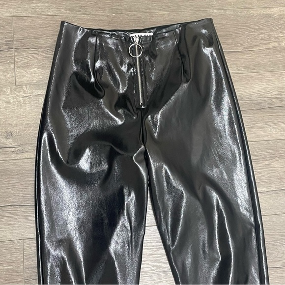 I.AM.G.I.A. Faux Leather Winona Super Shiny Circle Zip Fly Pant Black Sz L - Picture 5 of 10